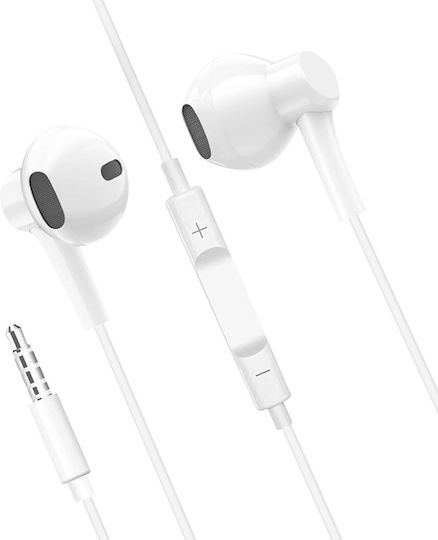 Căști cu Fir Jack 3.5mm Sunet Stereo Control de la Distanță Microfon Alb