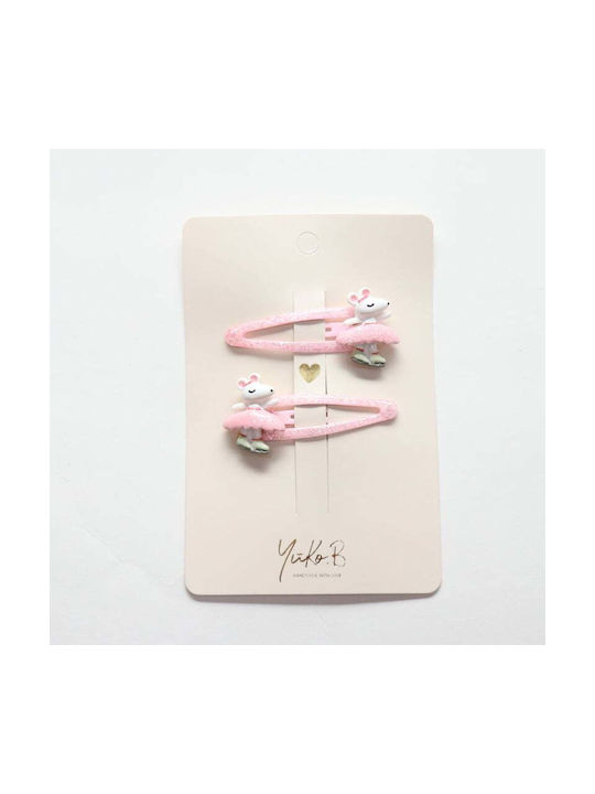 Yuko B. Hair Clips for Kids 2pcs Ballerinas Pink