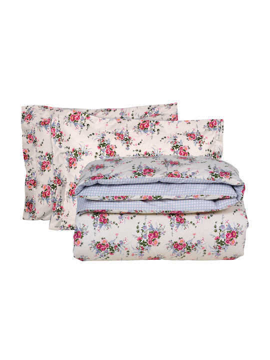 Das Home Сет Чаршафи 170x260см. Happy 9647 Beige, Blue, Pink 3бр