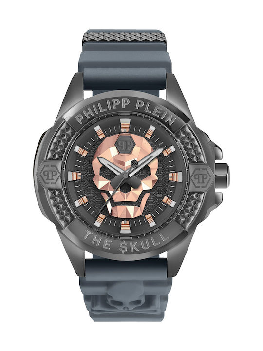 Philipp Plein Skull Uhr Batterie mit Gray Kautschukarmband