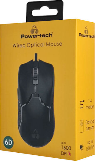 Powertech PT-1289 Ενσύρματο Ποντίκι Μαύρο