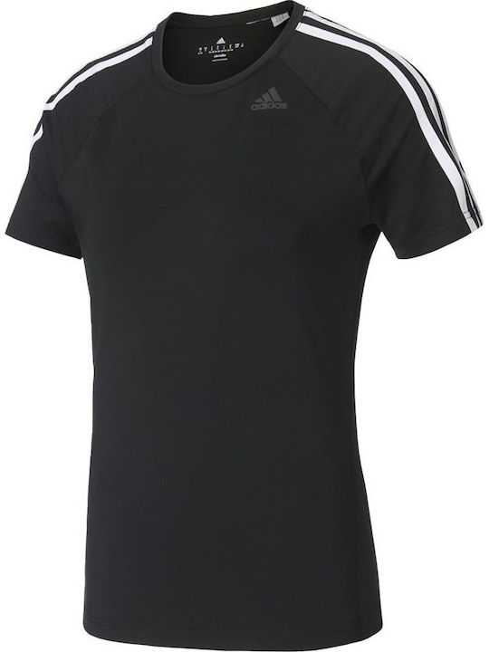 Adidas D2M 3 Stripes Women's Athletic Blouse Black