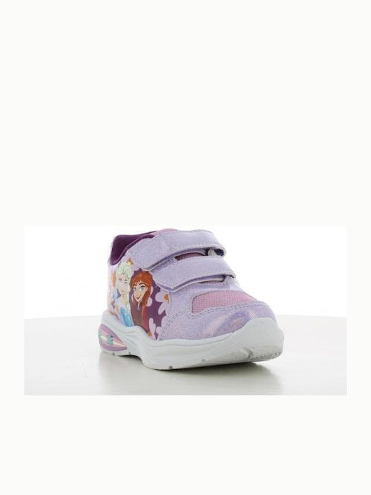 Frozen Παιδικά Sneakers με Σκρατς & Φωτάκια Λιλά