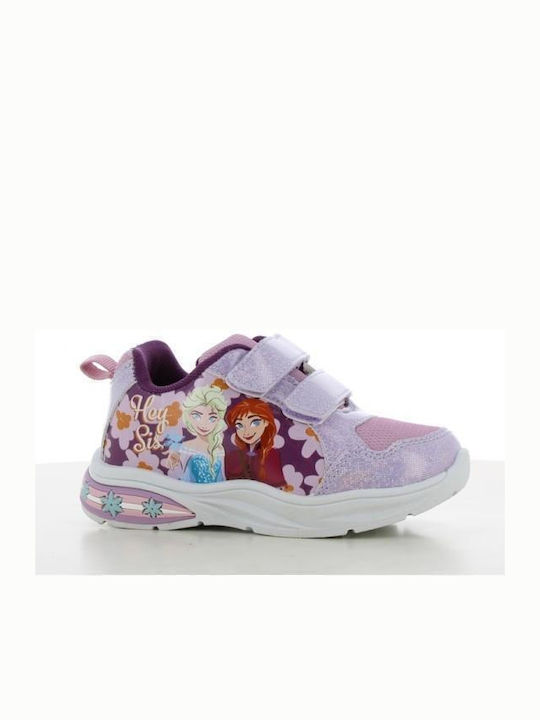 Frozen Παιδικά Sneakers με Σκρατς & Φωτάκια Λιλά