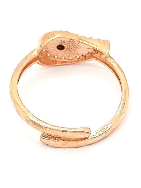 PS Silver Ring with Zircon & Enamel made of Silver Gold Plated