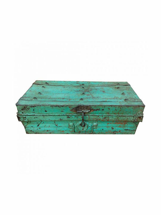 Decorative Trunk Alexandra House Living Green Iron Craft Style 32 X 21 X 61 Cm