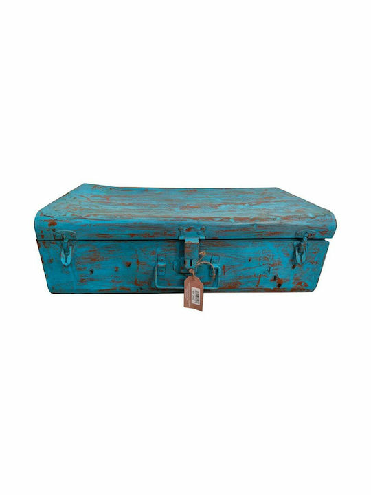 Decorative Trunk Alexandra House Living Blue Iron Craft Style 39 X 22 X 67 Cm