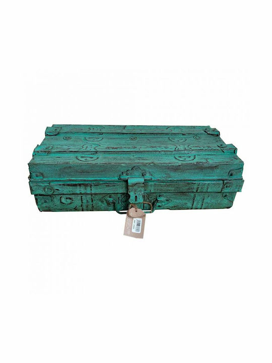 Decorative Trunk Alexandra House Living Green Iron Craft Style 30 X 18 X 54 Cm