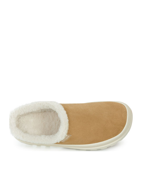Damen Hausschuhe Braune Leder Clogs