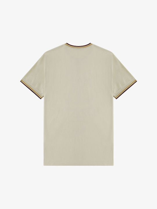 Fred Perry Twin Tipped T-shirt Bărbătesc cu Mânecă Scurtă Oatmeal, Honeycomb, Whisky Brown