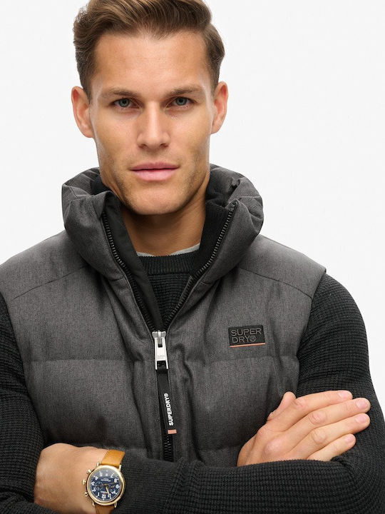 Superdry Sports Αμάνικο Ανδρικό Μπουφάν Puffer Γκρι