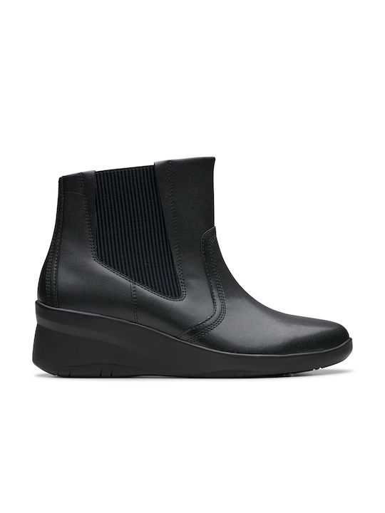 Clarks Leder Damen Knöchelstiefel Schwarz