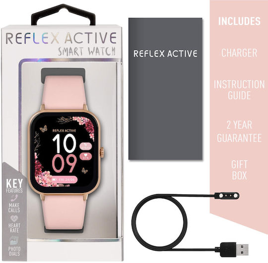 Reflex Active Series 23 Smartwatch με Παλμογράφο (Pink Rose Gold Plated)