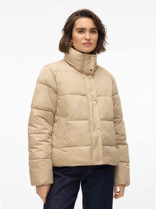 Vero Moda Women's Short Lifestyle Jacket for Winter Beige