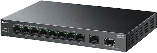 TP-LINK LS1210GP v1 Unmanaged L2 PoE+ Switch με 9 Θύρες Gigabit (1Gbps) Ethernet και 1 SFP Θύρα
