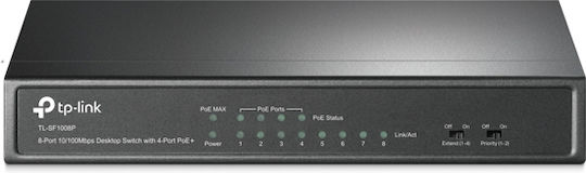 TP-LINK TL-SF1008P v8 Неуправляем L2 PoE Switch с 8 Портове Ethernet