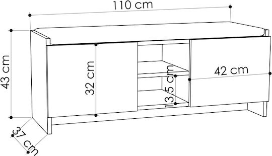 Zulla Ξύλινη Γκρι Μ110xΠ37xΥ43cm