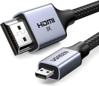 Ugreen HD164 HDMI 2.1 Geflochten Kabel HDMI-Stecker - Mikro-HDMI-Stecker 1m Schwarz