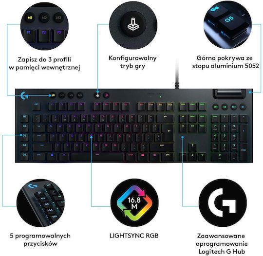 Logitech G815 Lightsync RGB Gaming Mechanische Tastatur mit GL Linear Schaltern und RGB-Beleuchtung (Englisch US)