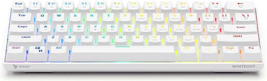 Savio Whiteout Gaming Μηχανικό Πληκτρολόγιο 60% με Outemu Brown διακόπτες και RGB φωτισμό (Αγγλικό US) Λευκό