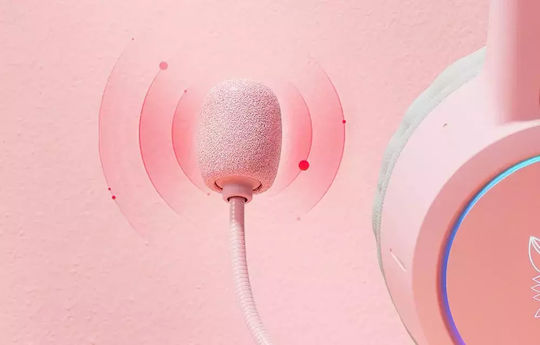 Onikuma X15 Pro Еленови рога Надушници Геймърски слушалки с връзка 3,5 мм / USB Розов