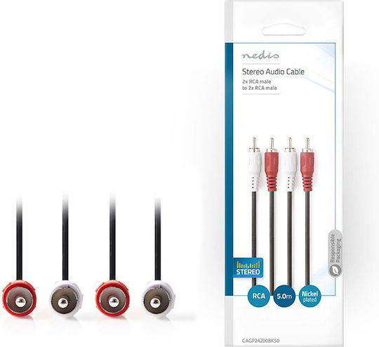 Nedis RCA-Kabel Männlich - RCA Männlich 5m CAGP24200BK50