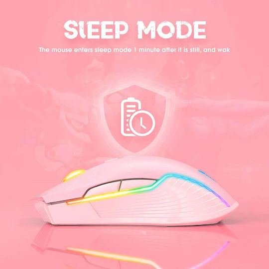 Onikuma CW905 Ασύρματο RGB Gaming Ποντίκι 3600 DPI Ροζ