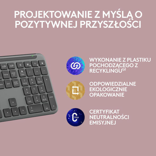 Logitech Signature Slim Ασύρματο Πληκτρολόγιο Αγγλικό US Γκρι