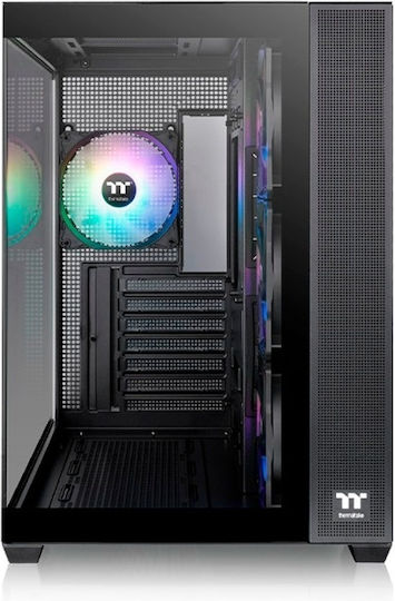 View 380 TG ARGB Gaming Midi Tower Computer Case with Side Window Black