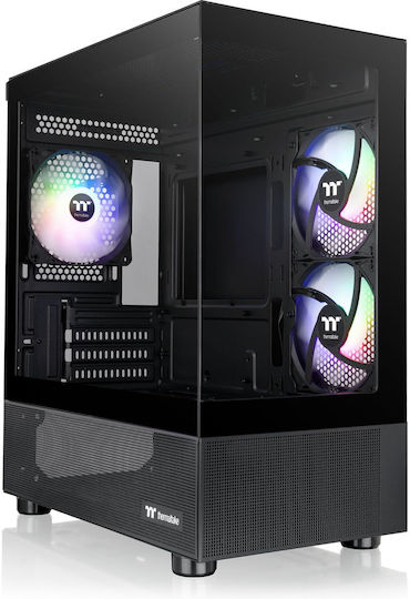 Thermaltake View 170 TG Геймърско Micro Tower Компютърна Кутия с Страничен Прозорец и ARGB Осветление Черен