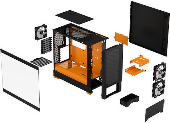 Fractal Design Pop Air Gaming Mini Tower Κουτί Υπολογιστή με Πλαϊνό Παράθυρο και RGB Φωτισμό RGB Orange Core