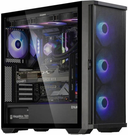 Zalman Z10 Plus Gaming Midi Tower Computer Case with Side Window and RGB Lighting Black