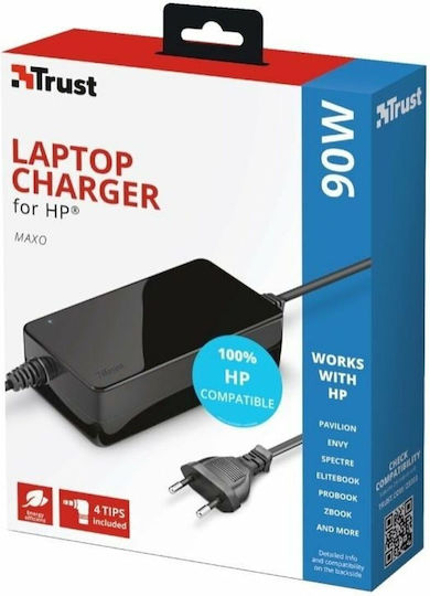 Trust Laptop-Ladegerät 90W 19.5V 4.74A für HP mit abnehmbarem Netzkabel