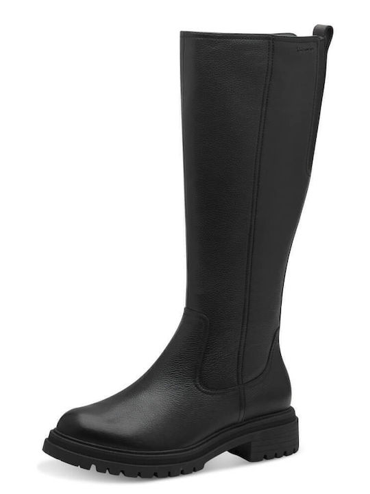 Leather Women's Boots with Zipper / Rubber Black