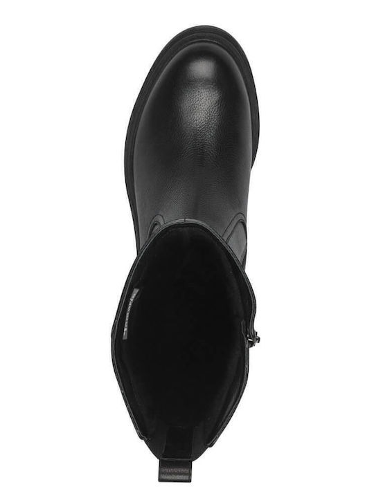 Leather Women's Boots with Zipper / Rubber Black