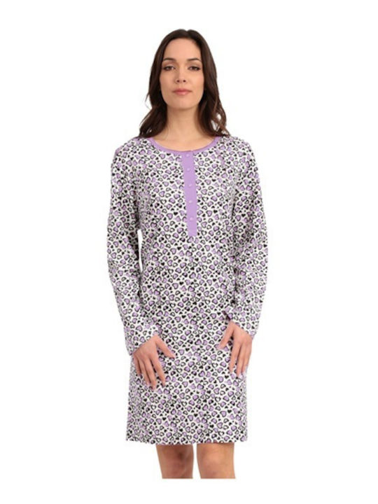 Lydia Creations Winter Women's Pyjama Set Cotton Purple