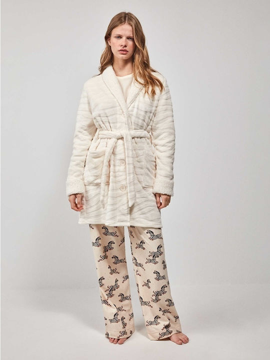 Gisela Winter Damen Vlies Robe Ecru Gisela Winter Damen Vlies Robe Ecru