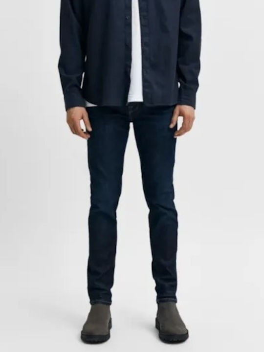 Men's Jeans Pants Elastic with Slim Fit Dark Blue