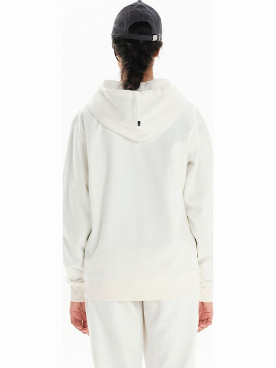 Long Women's Sweatshirt Jacket Hooded Off White