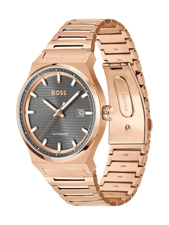 Boss Candor Men's Watch 41mm Automatic with Pink Gold Metal Bracelet