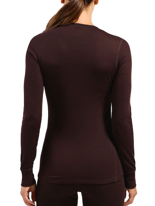 Odlo Active Warm Eco Damen Thermounterwäsche Langärmliges Hemd Burgundisch