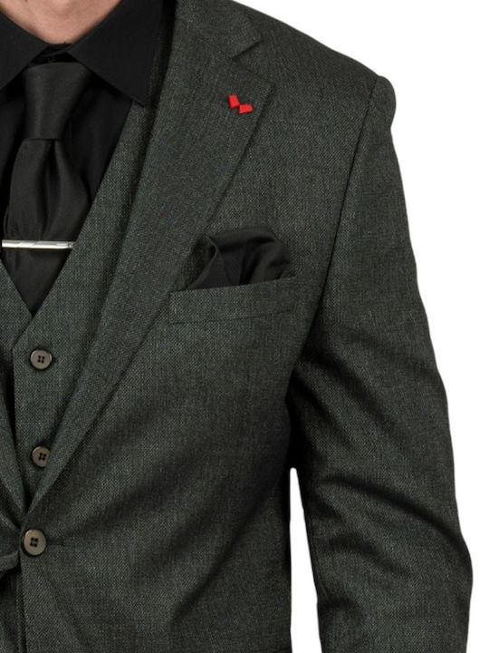 Men's Suit with Vest Green