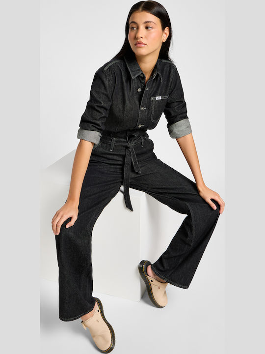 Women's Denim One-piece Suit Black