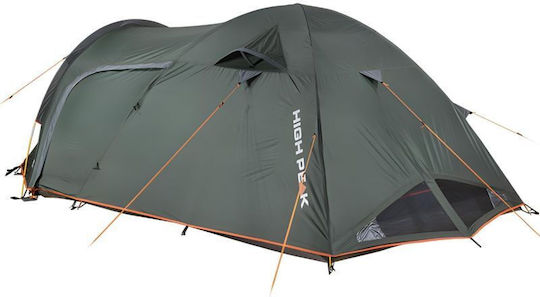 High Peak Kira Camping Tent Tunnel Mountaineering Green with Double Cloth 4 Seasons for 3 People Waterproof 3000mm 365x180x120cm