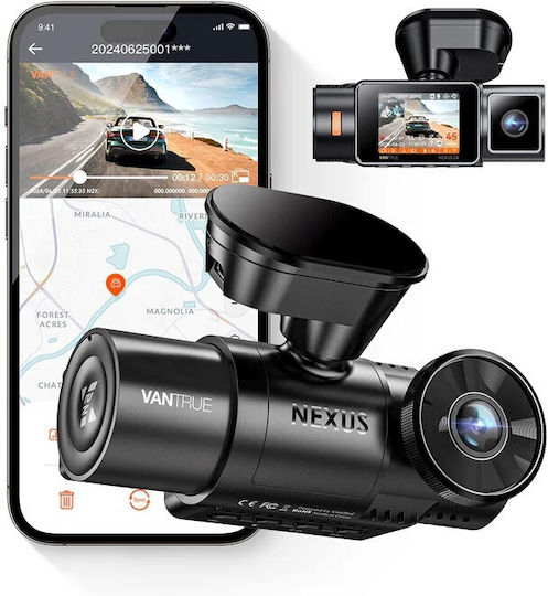 Vantrue Σετ Κάμερα DVR Αυτοκινήτου 1080P Wi-Fi, GPS & Κάμερα Οπισθοπορείας