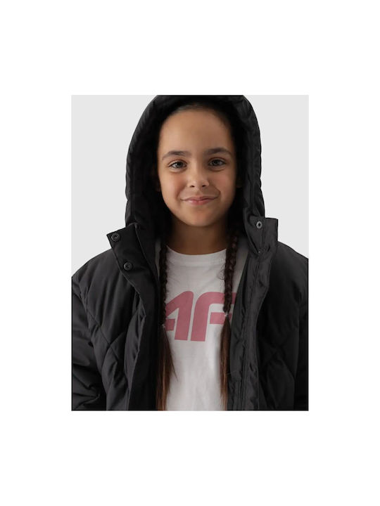 4F Waterproof Kids Sports Jacket Windproof with Lining & Hood Black