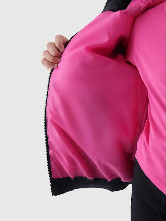 Down Kids Sports Jacket with Hood Black