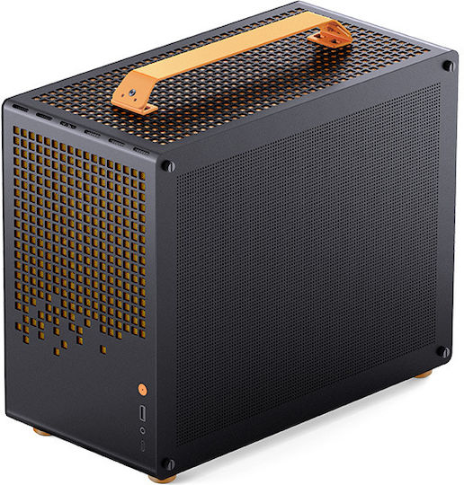 Jonsplus Z20 Gaming Mini-Turm Computergehäuse mit Seitenfenster Schwarz / Orange