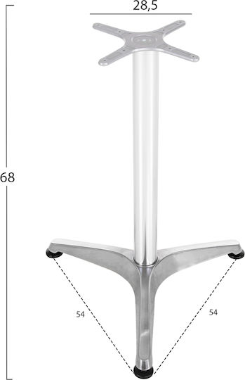 HomeMarkt Table Stand made of Aluminum with Regulator Chrome 28.5x28.5x68cm