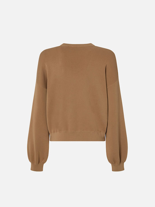 Pinko Дамска Дълъг ръкав Блуза Памучна Beige/Brown